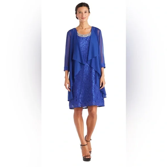 R & M Richards Plus Size Lace Dress & Jacket - Navy - Size 18W R & M Richards Plus Size Lace Dress & Jacket - Navy - Size 18W